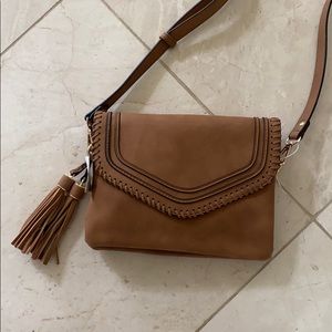 Altar’d State Cognac crossbody tassel purse